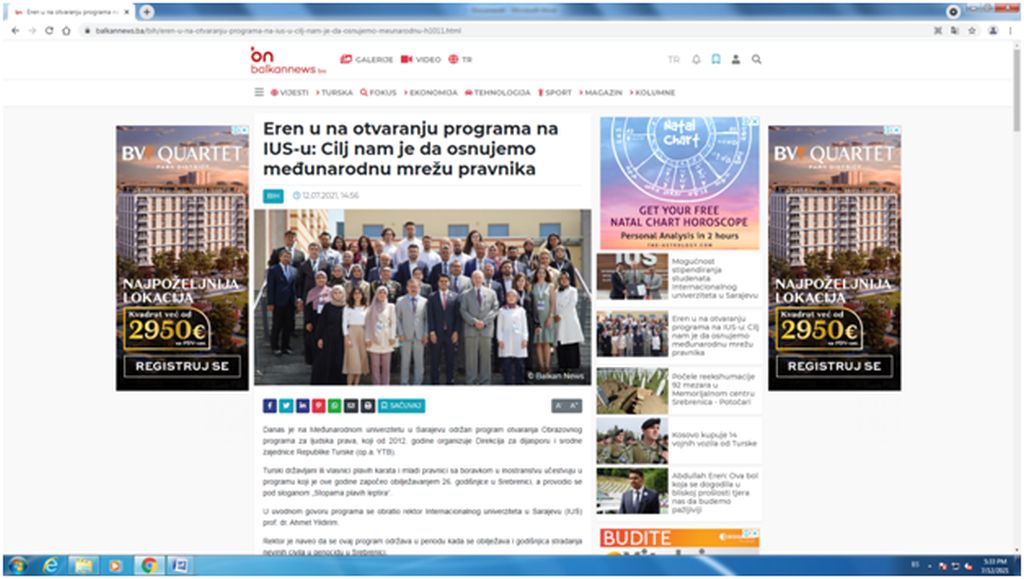 Eren na otvaranju programa na IUS-u: Cilj nam je da osnujemo međunarodnu mrežu pravnika