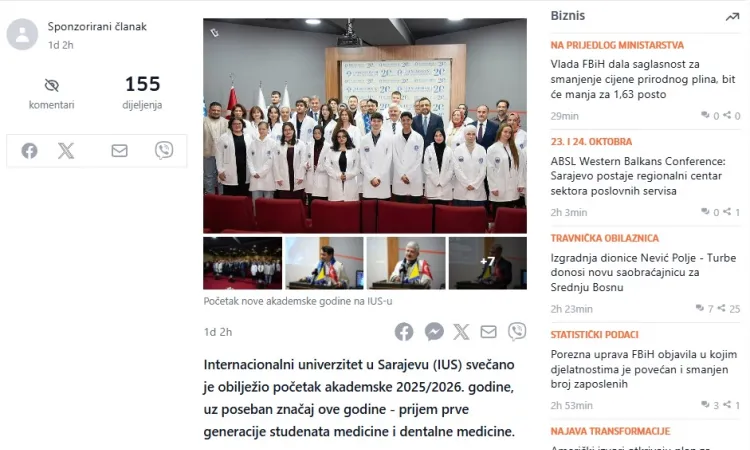 IUS dočekao prvu generaciju studenata medicine i dentalne medicine