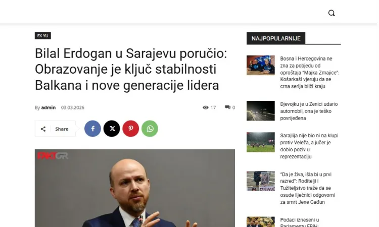 Bilal Erdogan u Sarajevu