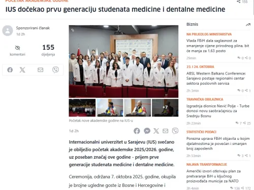 IUS dočekao prvu generaciju studenata medicine i dentalne medicine