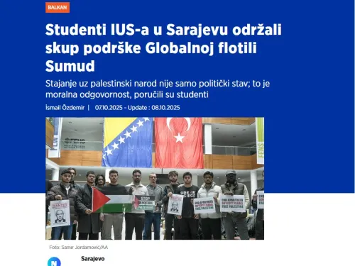 Studenti IUS-a u Sarajevu održali skup podrške Globalnoj flotili Sumud
